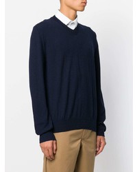 dunkelblauer Pullover mit einem Rundhalsausschnitt von Comme Des Garcons SHIRT