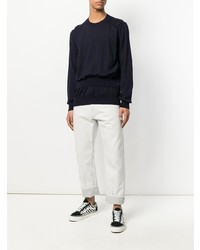 dunkelblauer Pullover mit einem Rundhalsausschnitt von Comme Des Garcons SHIRT