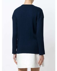 dunkelblauer Pullover mit einem Rundhalsausschnitt von Courreges