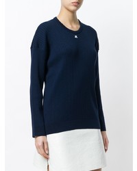 dunkelblauer Pullover mit einem Rundhalsausschnitt von Courreges