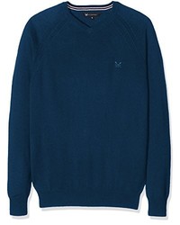 dunkelblauer Pullover mit einem Rundhalsausschnitt von Crew Clothing