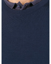 dunkelblauer Pullover mit einem Rundhalsausschnitt von Kiton