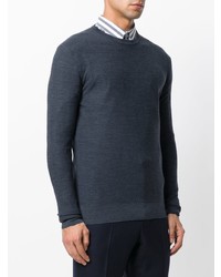 dunkelblauer Pullover mit einem Rundhalsausschnitt von Fashion Clinic Timeless