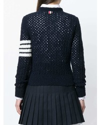 dunkelblauer Pullover mit einem Rundhalsausschnitt von Thom Browne