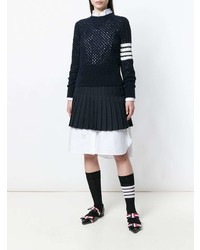 dunkelblauer Pullover mit einem Rundhalsausschnitt von Thom Browne