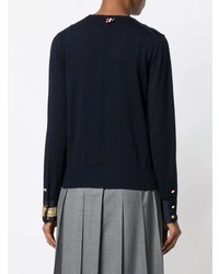 dunkelblauer Pullover mit einem Rundhalsausschnitt von Thom Browne