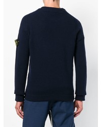 dunkelblauer Pullover mit einem Rundhalsausschnitt von Stone Island