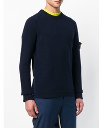 dunkelblauer Pullover mit einem Rundhalsausschnitt von Stone Island