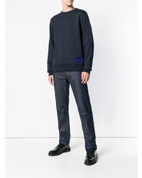 dunkelblauer Pullover mit einem Rundhalsausschnitt von Calvin Klein Jeans