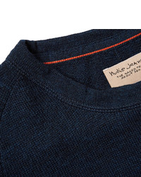 dunkelblauer Pullover mit einem Rundhalsausschnitt von Nudie Jeans