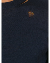 dunkelblauer Pullover mit einem Rundhalsausschnitt von Alexander McQueen