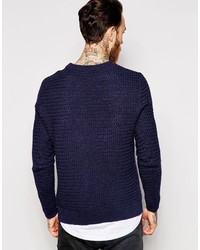 dunkelblauer Pullover mit einem Rundhalsausschnitt von Dr. Denim