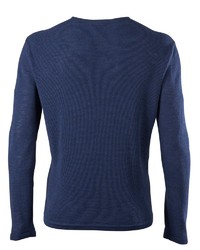 dunkelblauer Pullover mit einem Rundhalsausschnitt von Falke