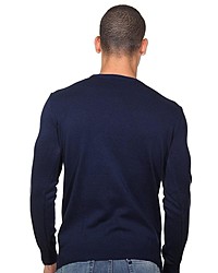 dunkelblauer Pullover mit einem Rundhalsausschnitt von FIOCEO