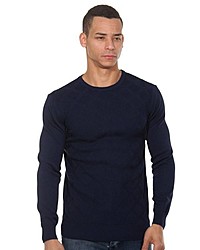 dunkelblauer Pullover mit einem Rundhalsausschnitt von FIOCEO