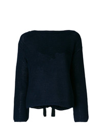 dunkelblauer Pullover mit einem Rundhalsausschnitt von Forte Forte