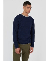 dunkelblauer Pullover mit einem Rundhalsausschnitt von Funky Buddha