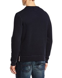 dunkelblauer Pullover mit einem Rundhalsausschnitt von Hilfiger Denim