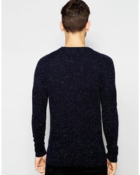 dunkelblauer Pullover mit einem Rundhalsausschnitt von Selected