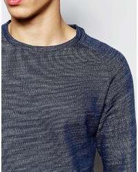 dunkelblauer Pullover mit einem Rundhalsausschnitt von Selected