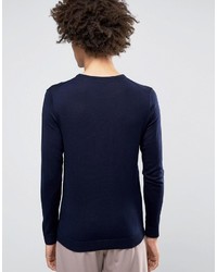 dunkelblauer Pullover mit einem Rundhalsausschnitt von Selected