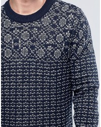 dunkelblauer Pullover mit einem Rundhalsausschnitt von Selected