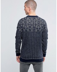 dunkelblauer Pullover mit einem Rundhalsausschnitt von Selected