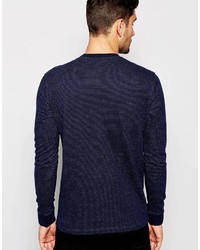 dunkelblauer Pullover mit einem Rundhalsausschnitt von Selected