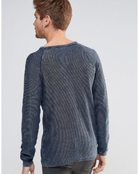 dunkelblauer Pullover mit einem Rundhalsausschnitt von Selected