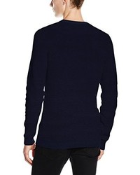 dunkelblauer Pullover mit einem Rundhalsausschnitt von Jack & Jones