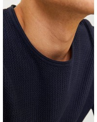 dunkelblauer Pullover mit einem Rundhalsausschnitt von Jack & Jones