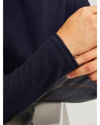 dunkelblauer Pullover mit einem Rundhalsausschnitt von Jack & Jones