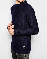 dunkelblauer Pullover mit einem Rundhalsausschnitt von Jack and Jones