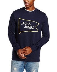 dunkelblauer Pullover mit einem Rundhalsausschnitt von Jack & Jones