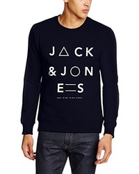 dunkelblauer Pullover mit einem Rundhalsausschnitt von Jack & Jones