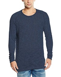 dunkelblauer Pullover mit einem Rundhalsausschnitt von JACK & JONES PREMIUM