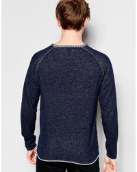 dunkelblauer Pullover mit einem Rundhalsausschnitt von Jack and Jones