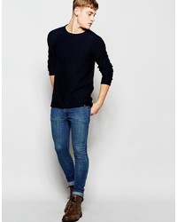 dunkelblauer Pullover mit einem Rundhalsausschnitt von Jack and Jones