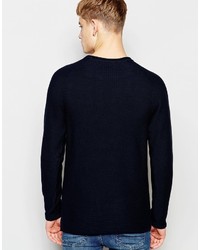 dunkelblauer Pullover mit einem Rundhalsausschnitt von Jack and Jones