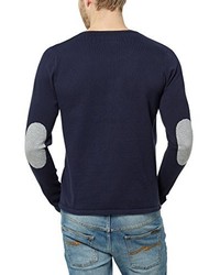 dunkelblauer Pullover mit einem Rundhalsausschnitt von James Tyler