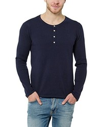 dunkelblauer Pullover mit einem Rundhalsausschnitt von James Tyler