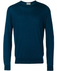 dunkelblauer Pullover mit einem Rundhalsausschnitt von John Smedley