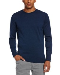 dunkelblauer Pullover mit einem Rundhalsausschnitt von John Smedley