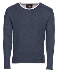 dunkelblauer Pullover mit einem Rundhalsausschnitt von Key Largo