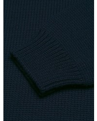 dunkelblauer Pullover mit einem Rundhalsausschnitt von Prada