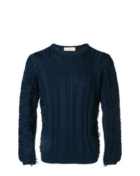 dunkelblauer Pullover mit einem Rundhalsausschnitt von Maison Flaneur