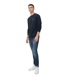 dunkelblauer Pullover mit einem Rundhalsausschnitt von Marc O'Polo Denim