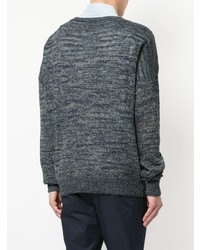 dunkelblauer Pullover mit einem Rundhalsausschnitt von E. Tautz