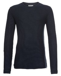 dunkelblauer Pullover mit einem Rundhalsausschnitt von Minimum