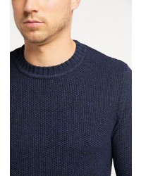 dunkelblauer Pullover mit einem Rundhalsausschnitt von MO